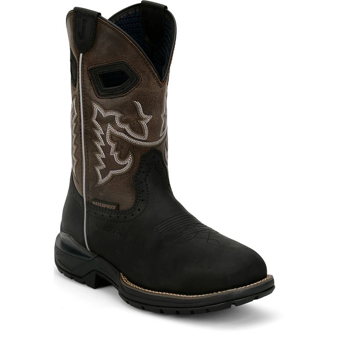 Justin Mens Chase 11" Black Water Buffalo (Composite Toe)